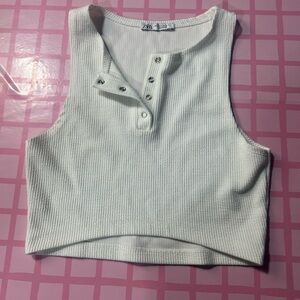White ZARA button top